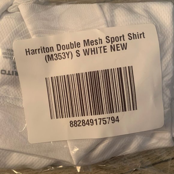 NWT HARRITON DOUBLE MESH SPORT SHIRT WHITE SMALL & MEDIUM - Picture 3 of 9